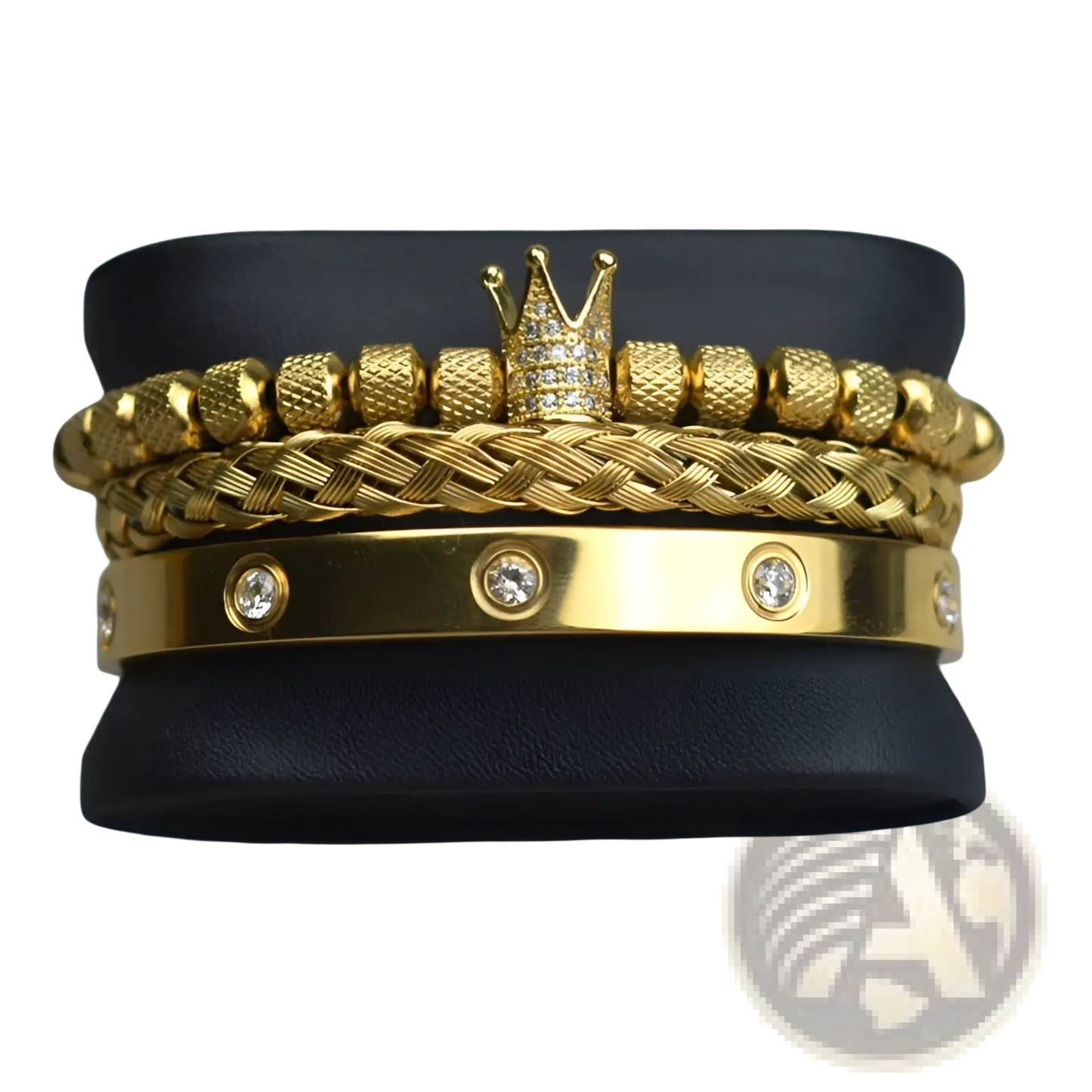 Crown Royal Diamond Beaded Bracelet Set with Braided Bands