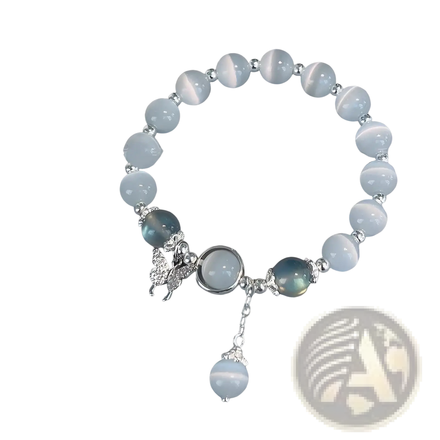 Crystal Butterfly Cat’s Eye Bead Bracelet