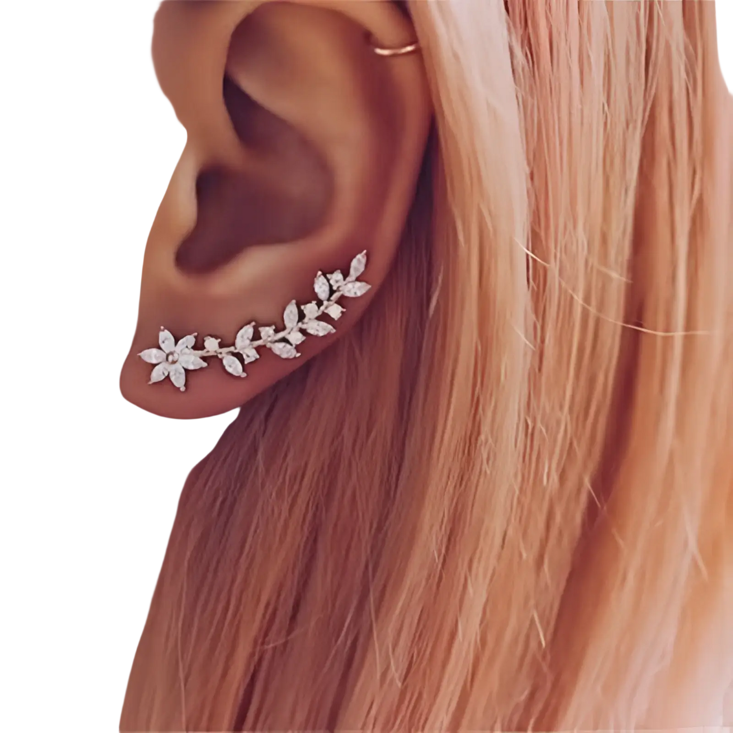Crystal Floral Vine Ear Climber Earrings for Women