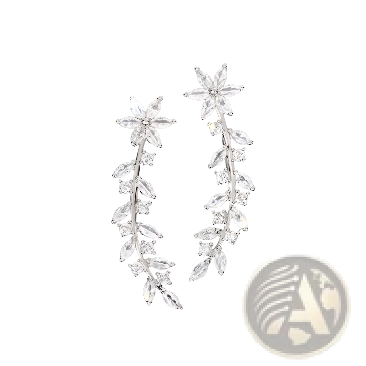 Crystal Floral Vine Ear Climber Earrings for Women