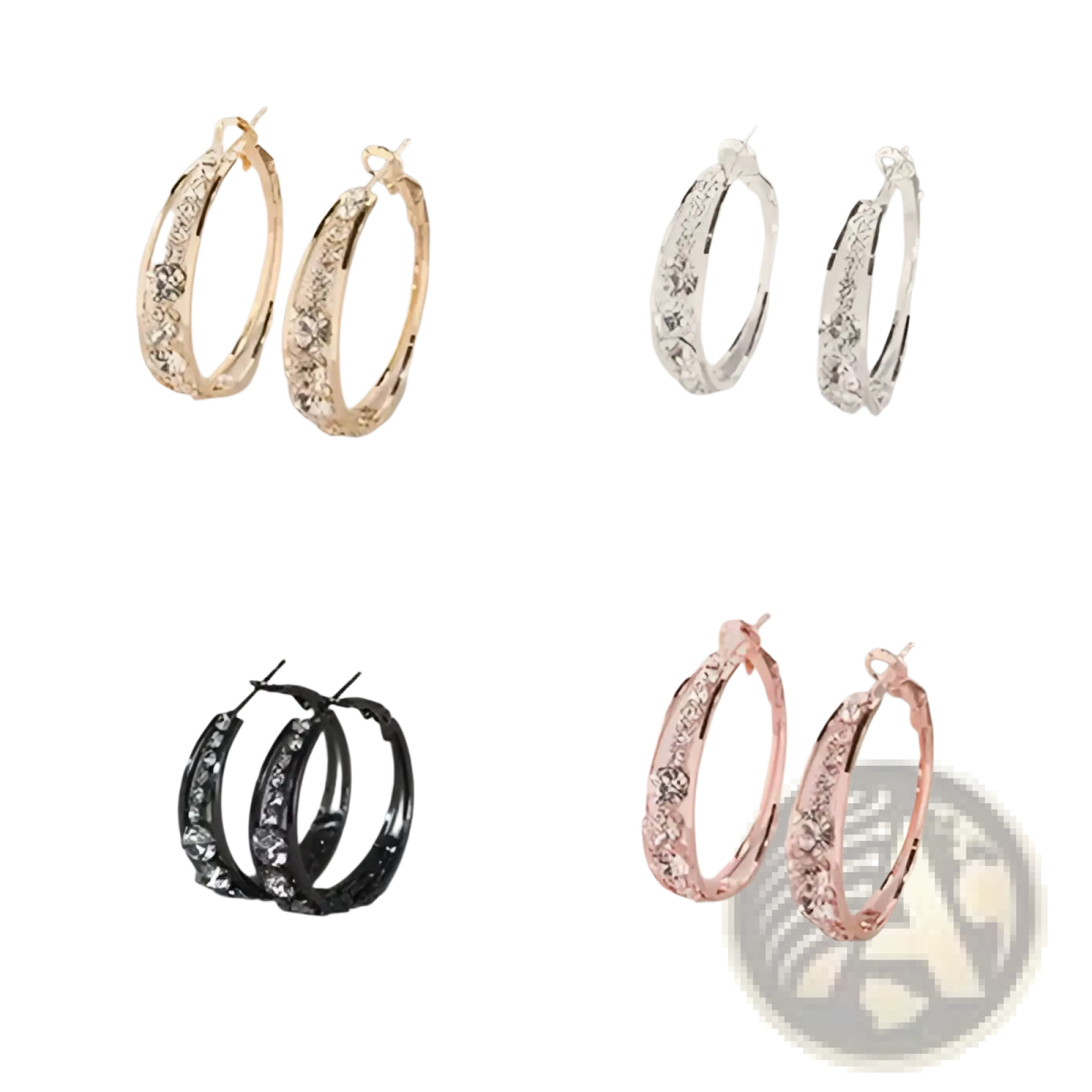 Crystal Inlaid Geometric Hoop Earrings for Women
