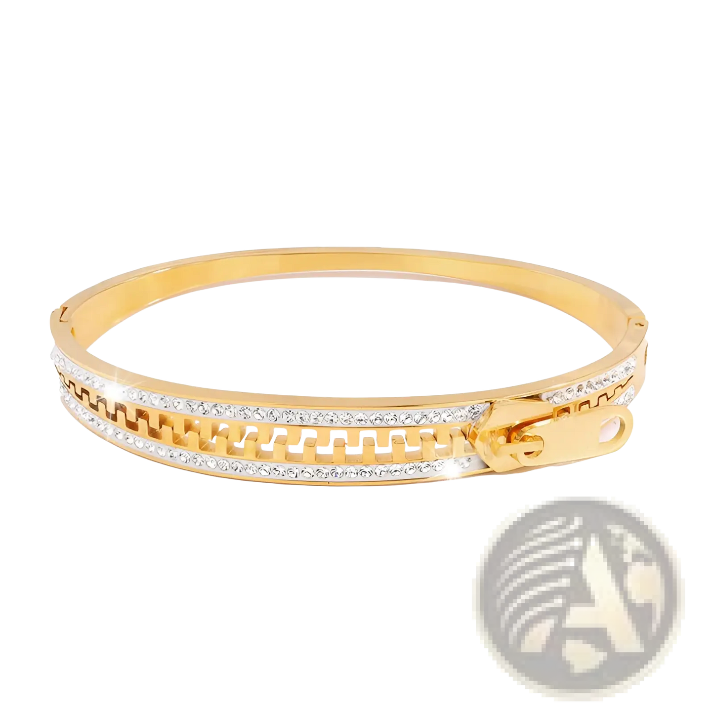 Crystal Interlocking Titanium Steel Zipper Bangle Bracelet