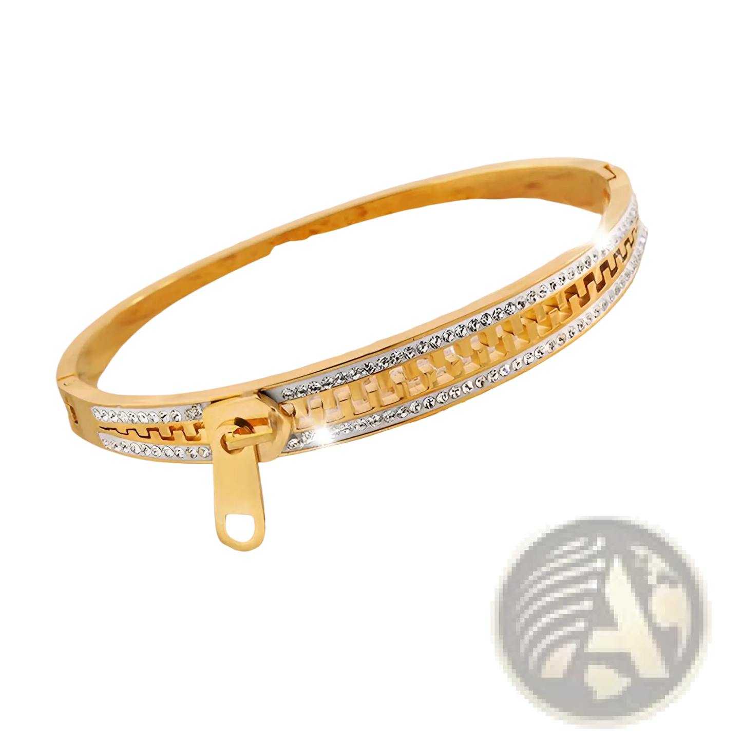 Crystal Interlocking Titanium Steel Zipper Bangle Bracelet
