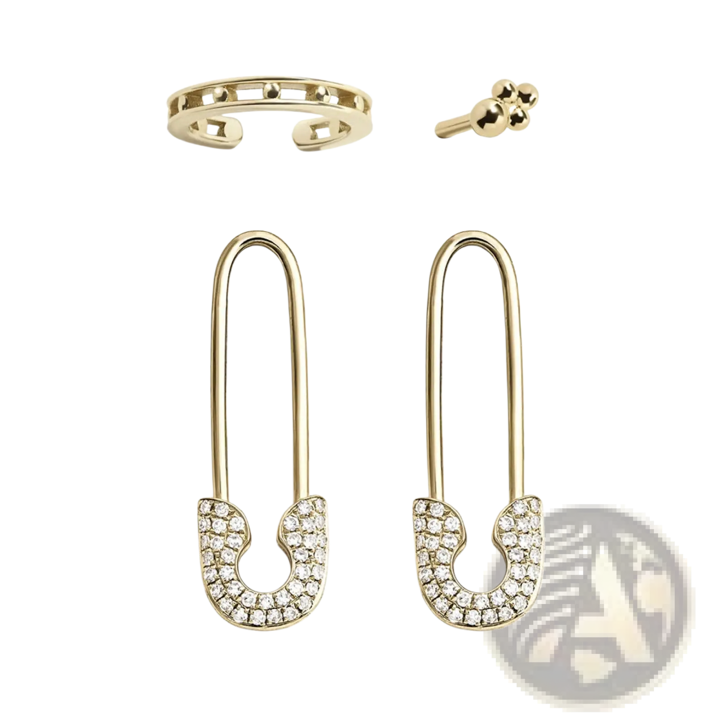 Crystal Pave Safety Pin and Studded Accessory Set