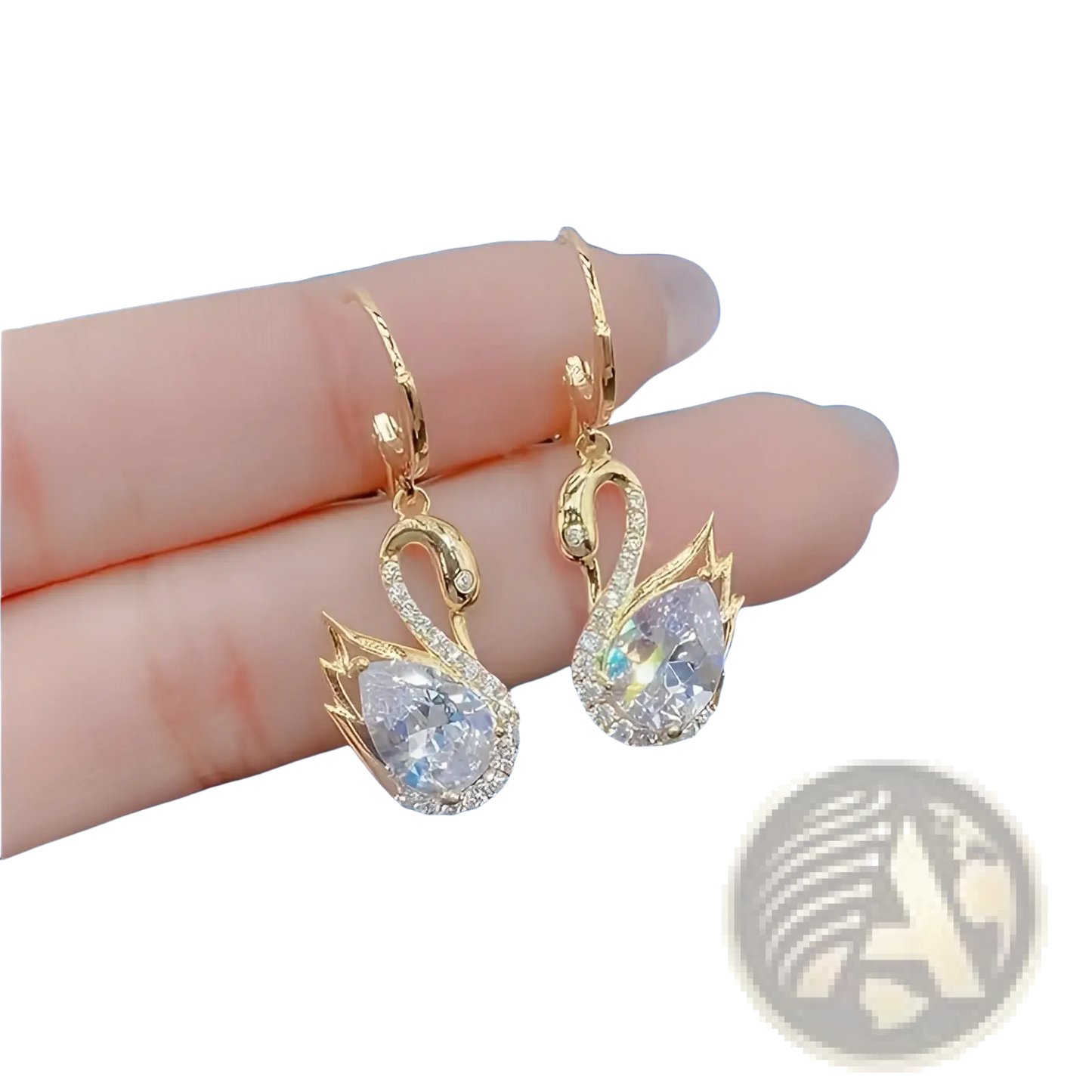 Crystal Rhinestone Swan Drop Earrings for Women