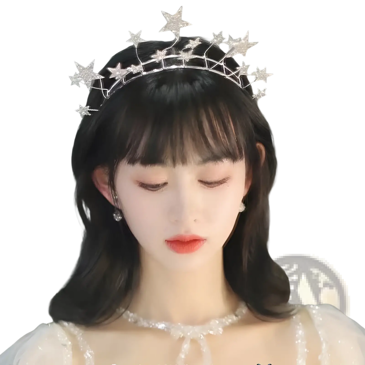 Crystal Star Bridal Tiara Silver Rhinestone Wedding Crown