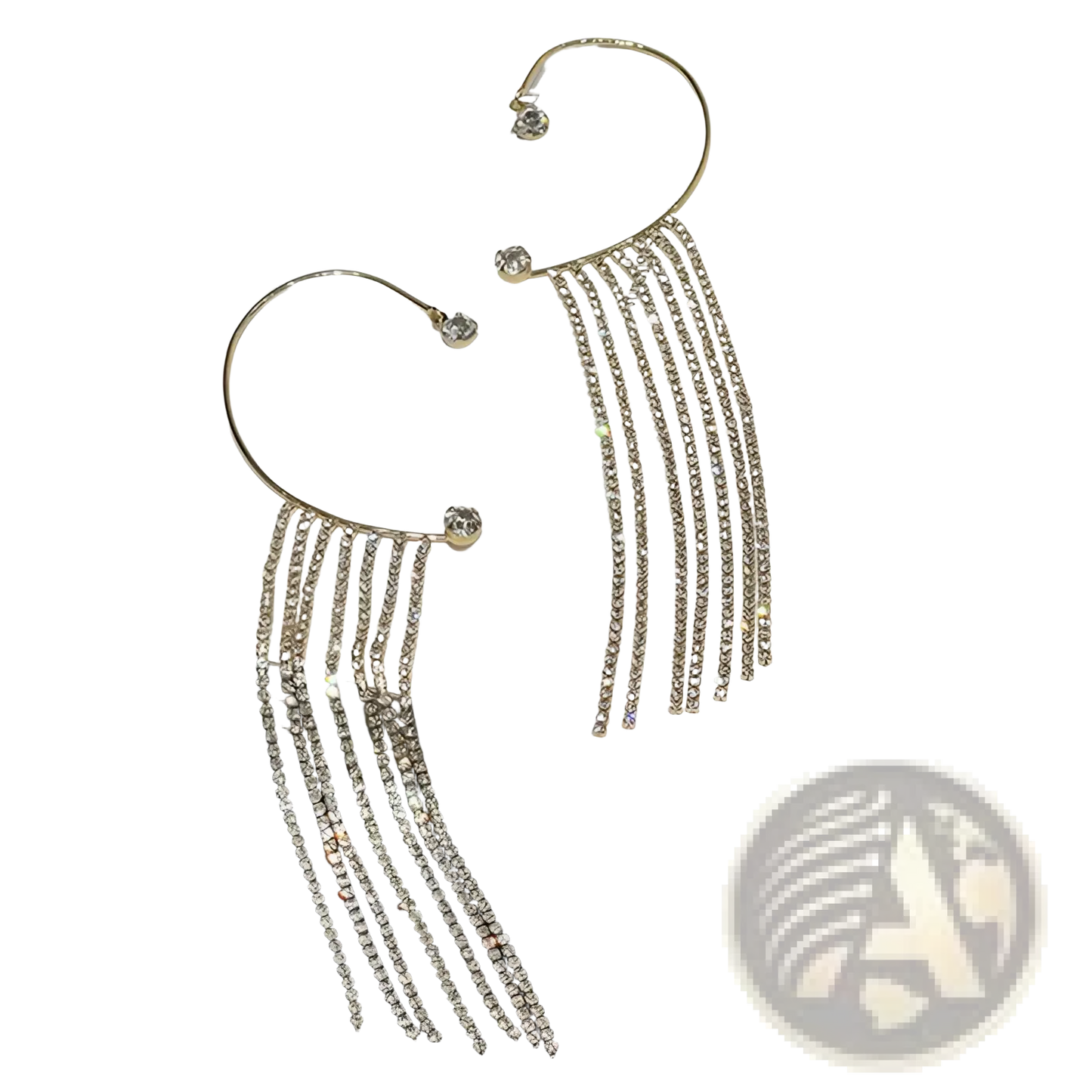 Crystal Tassel 14k Gold Plated Long Drop Earrings