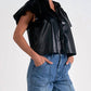 Elan - Flutter Sleeve Vegan Leather Top