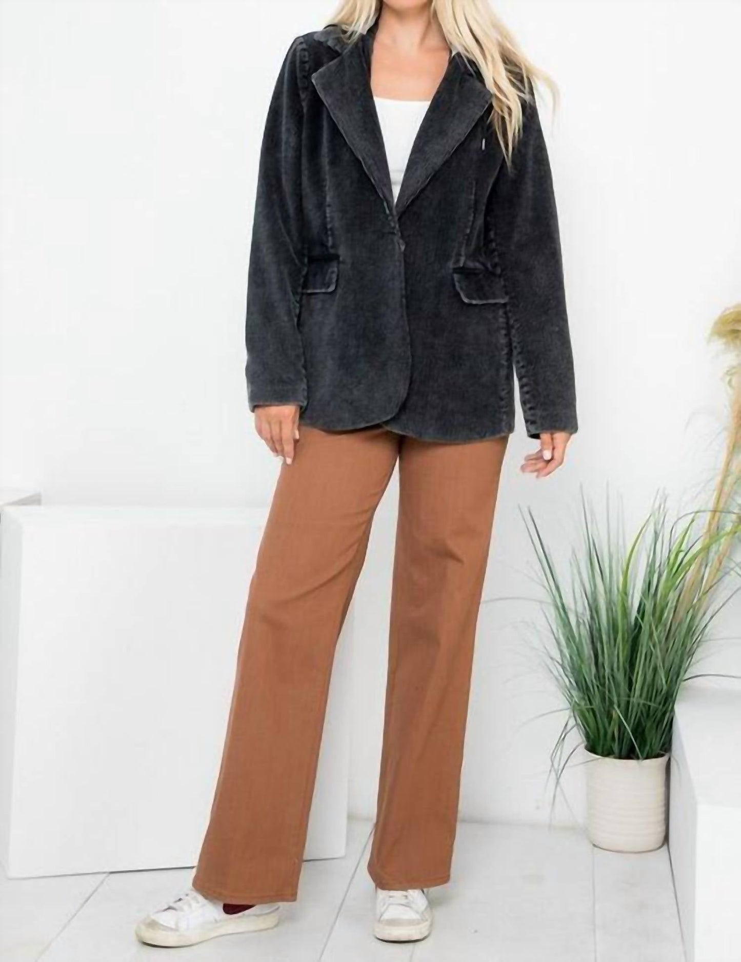 26 International - Heavy Garment Washed Hooded Cord Blazer