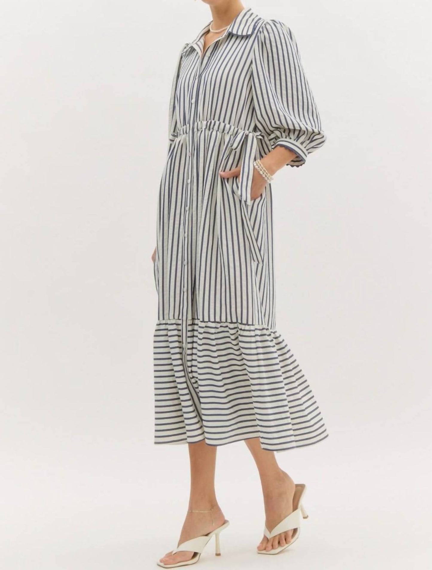 Entro - Striped Midi Dress