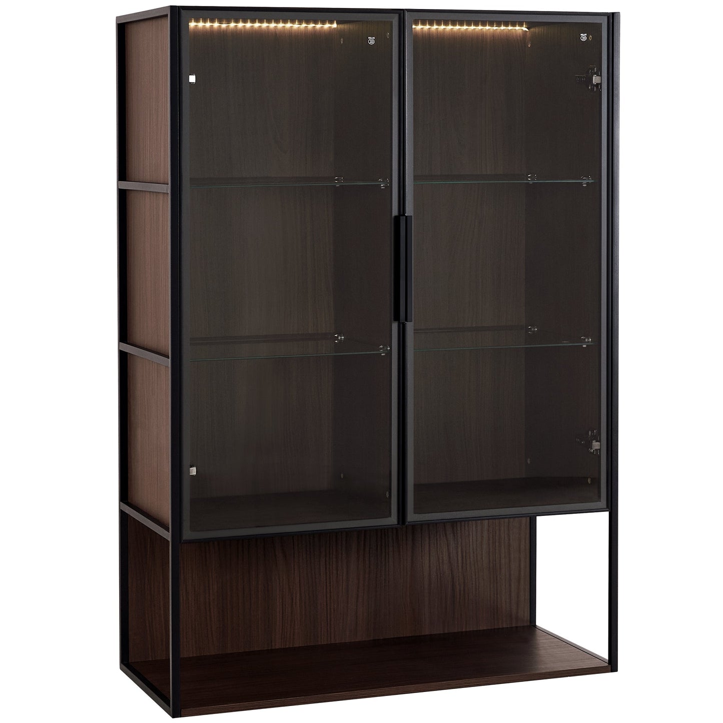 Modern Minimalist 51.2" Tall Lighted Display Cabinet with Tempered Glass