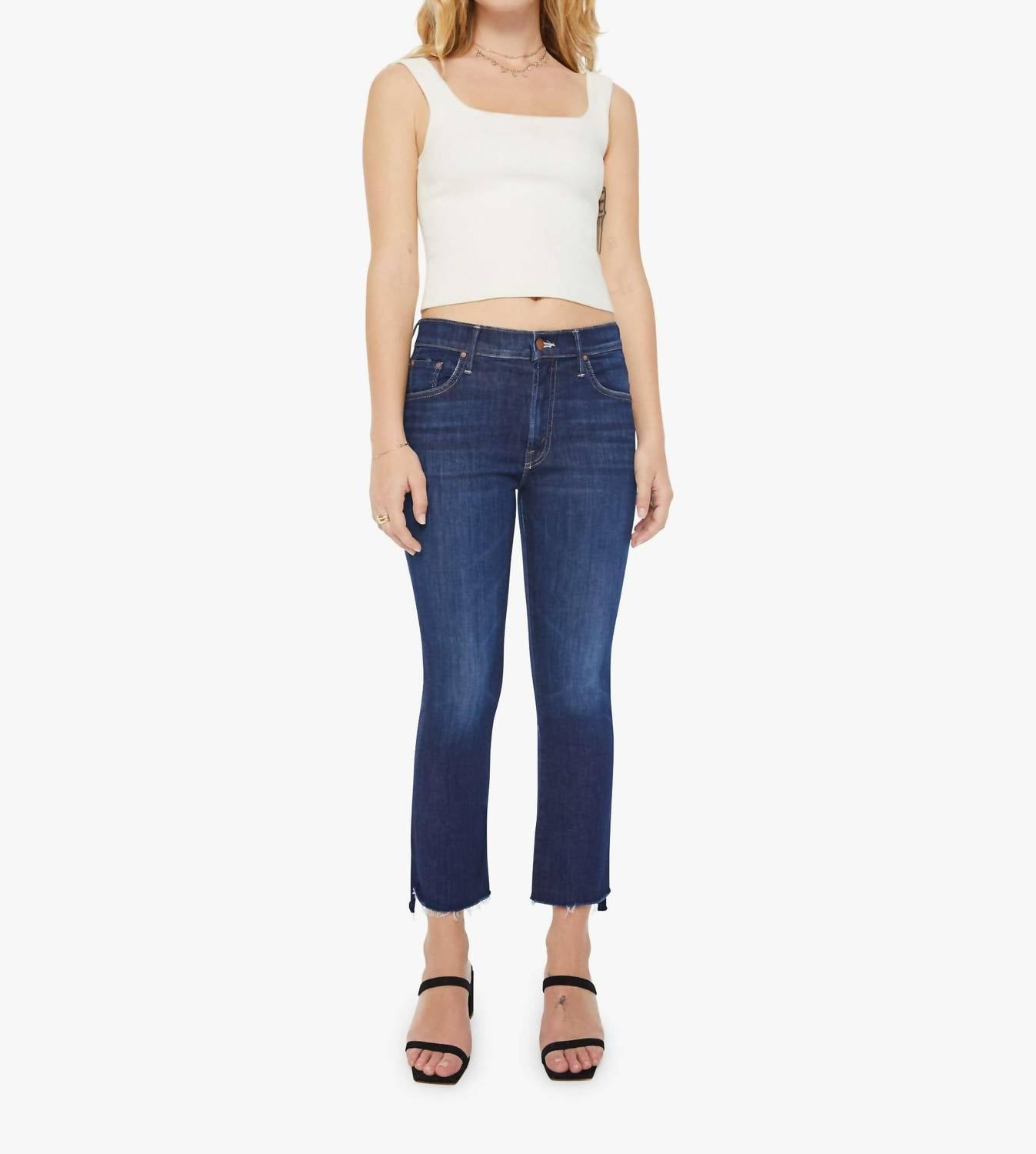 Mother - High-waisted Crop Fray Jeans