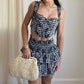 Olivaceous - Gwen Gingham Floral Corset Tank Top