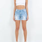 American Bazi - High Waist Distressed Frayed Denim Shorts