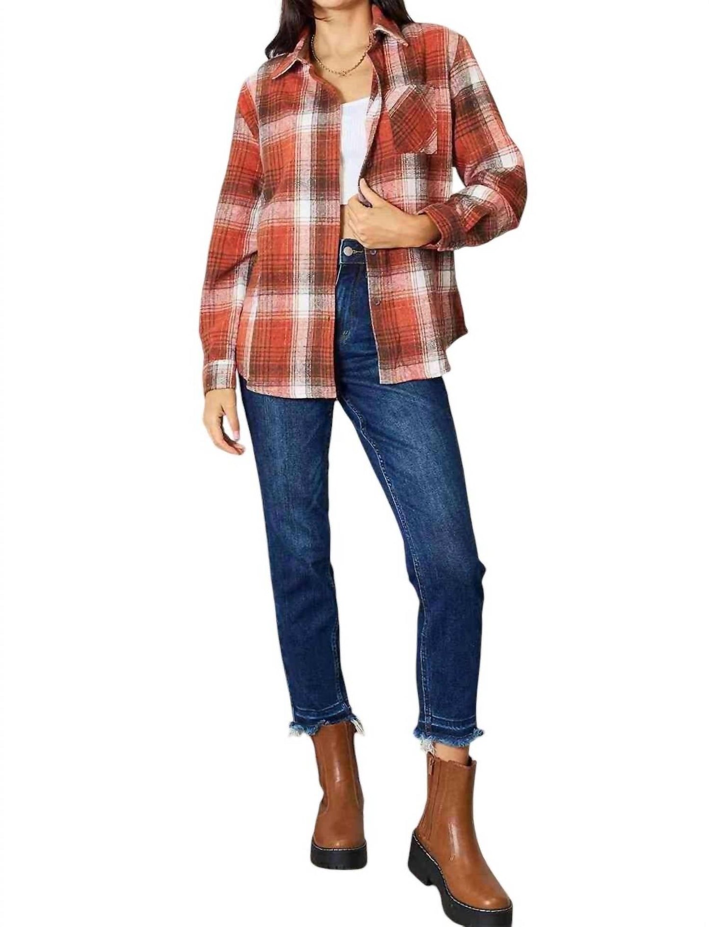 Double Take - Plaid Button-Up Shirt with Contemporary Flair