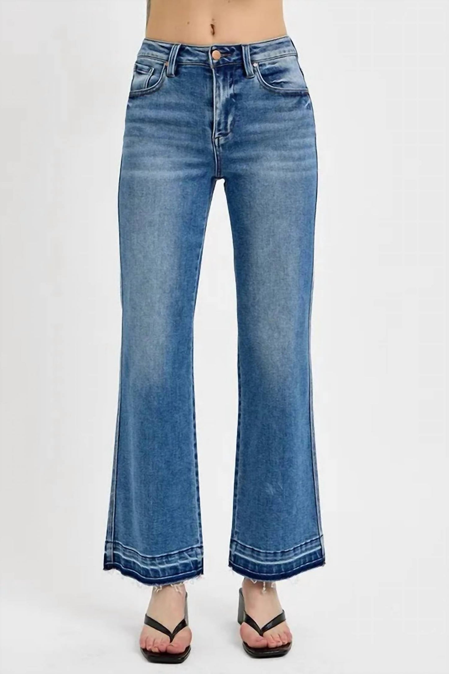 Risen - Full Size Raw Hem Ankle Bootcut Jeans Plus Size