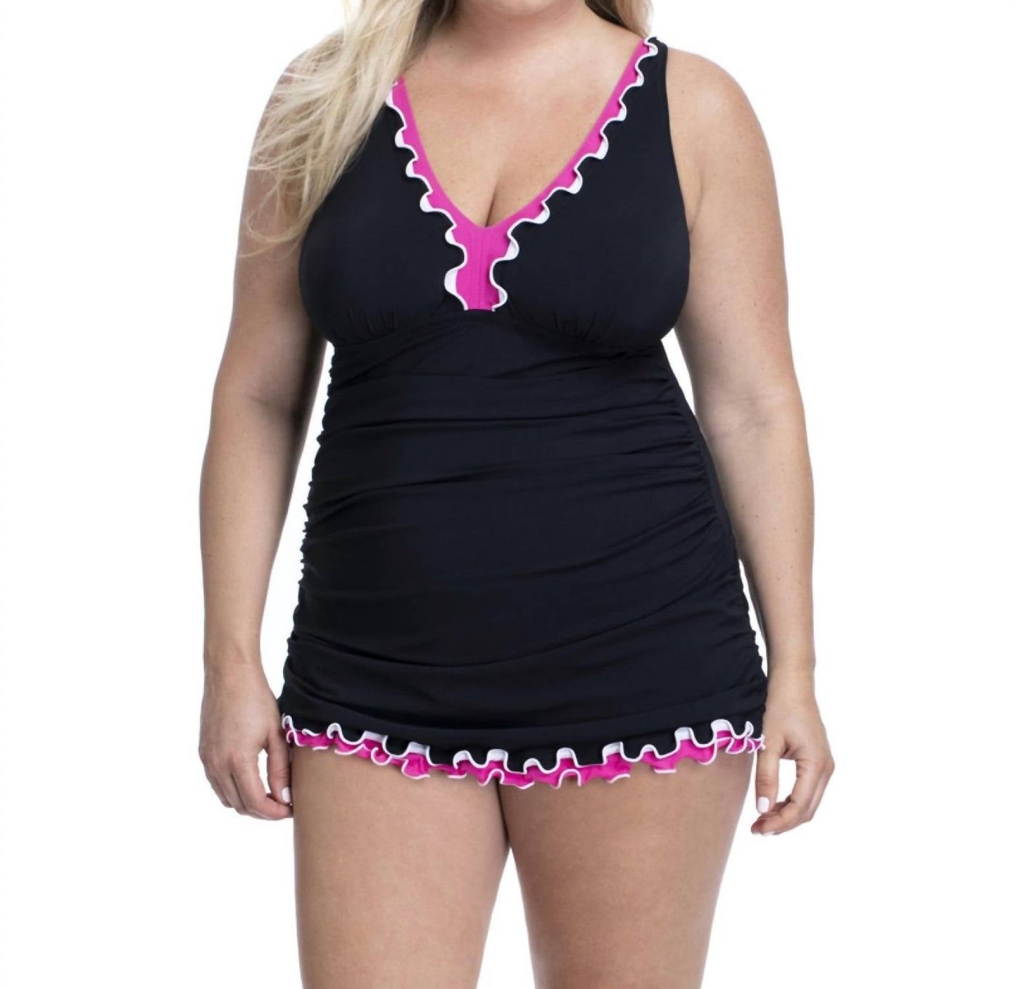 Profile By Gottex - Ruffled V-neck Swimdress - Plus