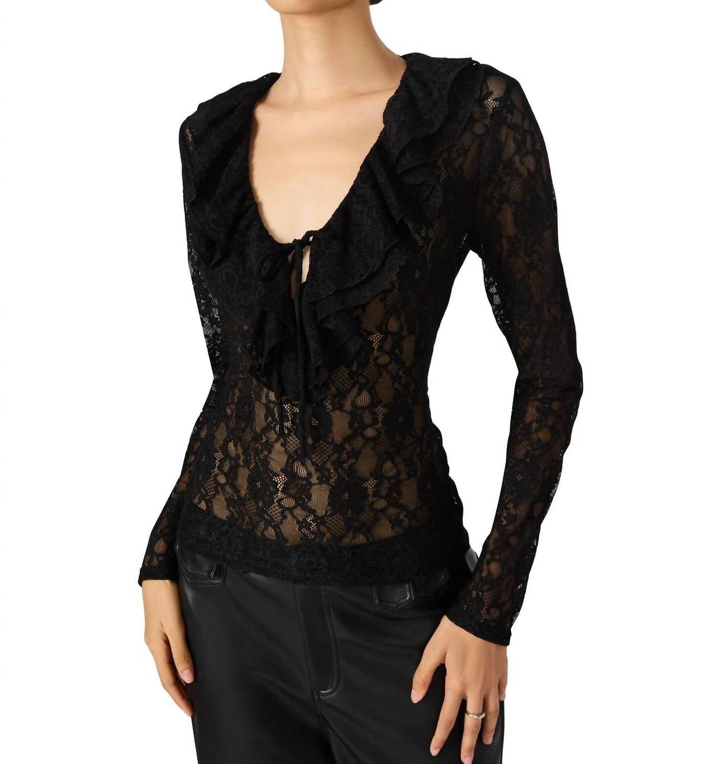 Steve Madden - Elvie Lace V Neck Top