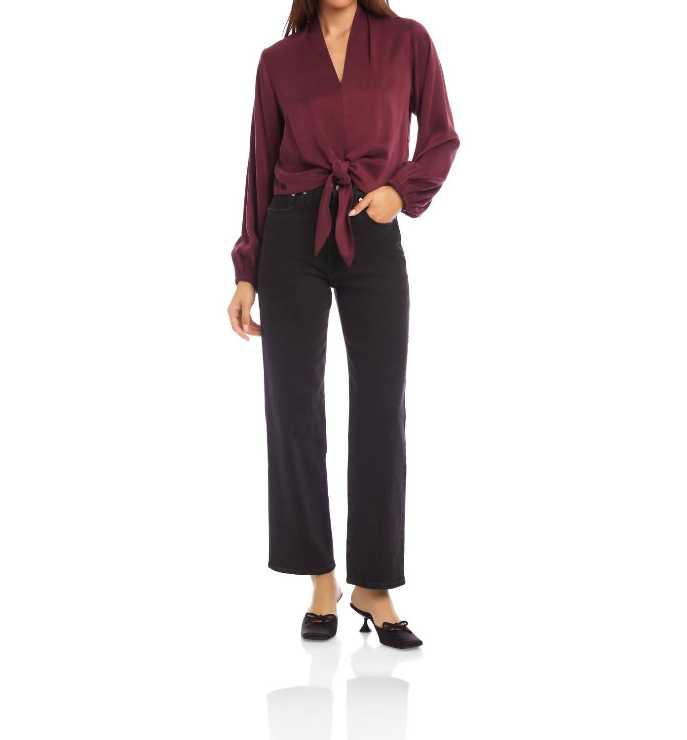 Fifteen Twenty - Women's Scarlet Tie Front Top