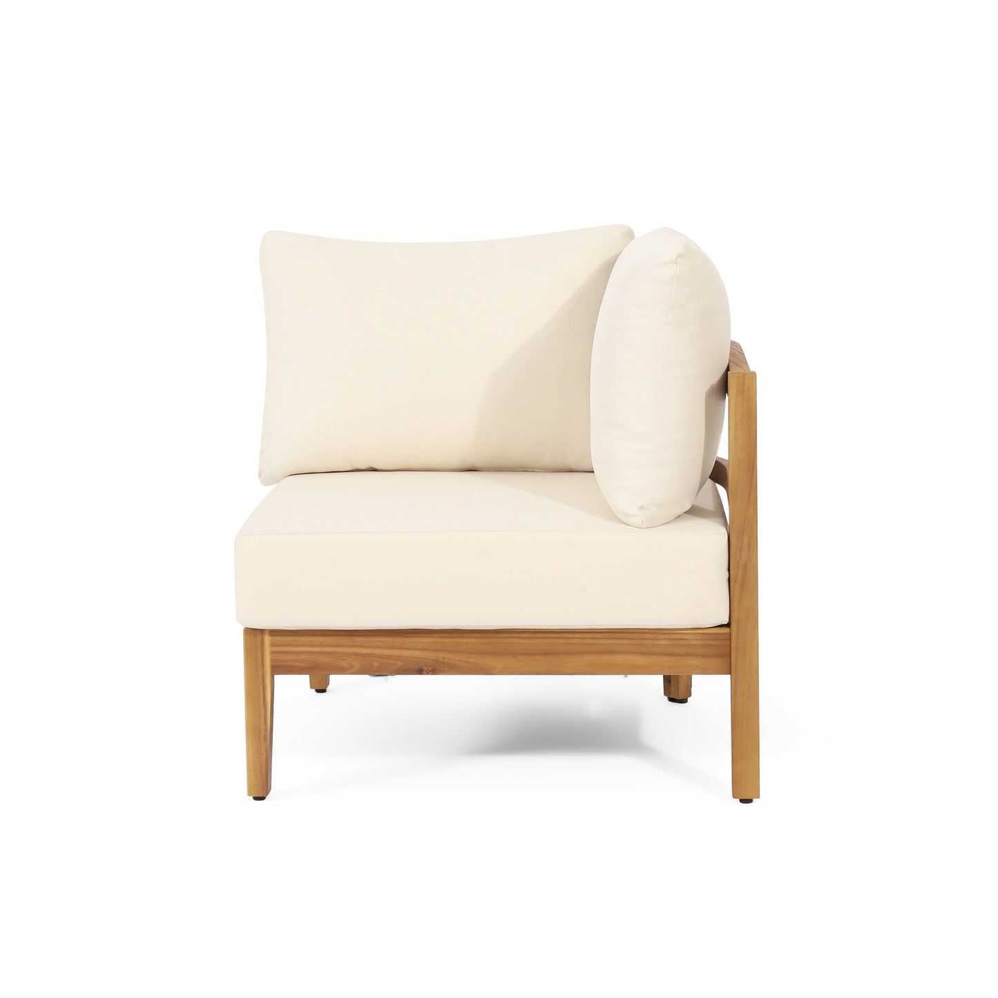 Crowne 4-Pcs Sofa Conversation Set with Beige Cushion, Teak