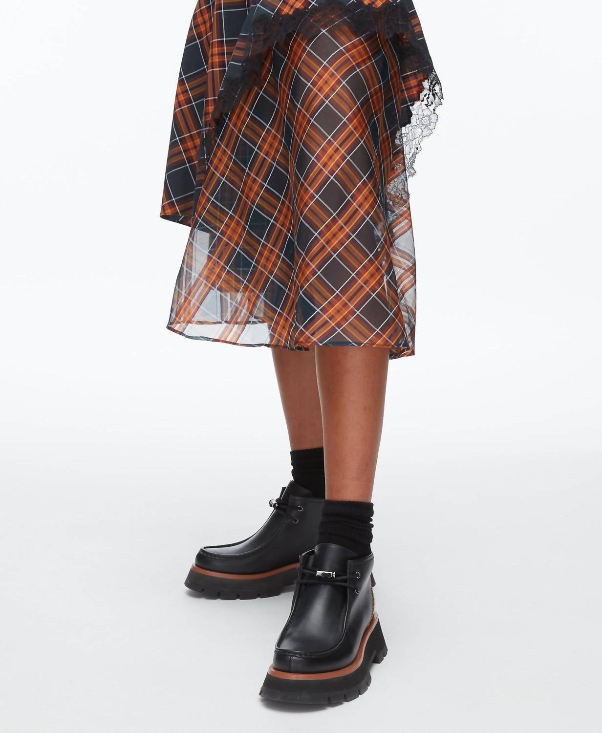 3.1 Phillip Lim - Draped Midi Skirt With Organza Combo