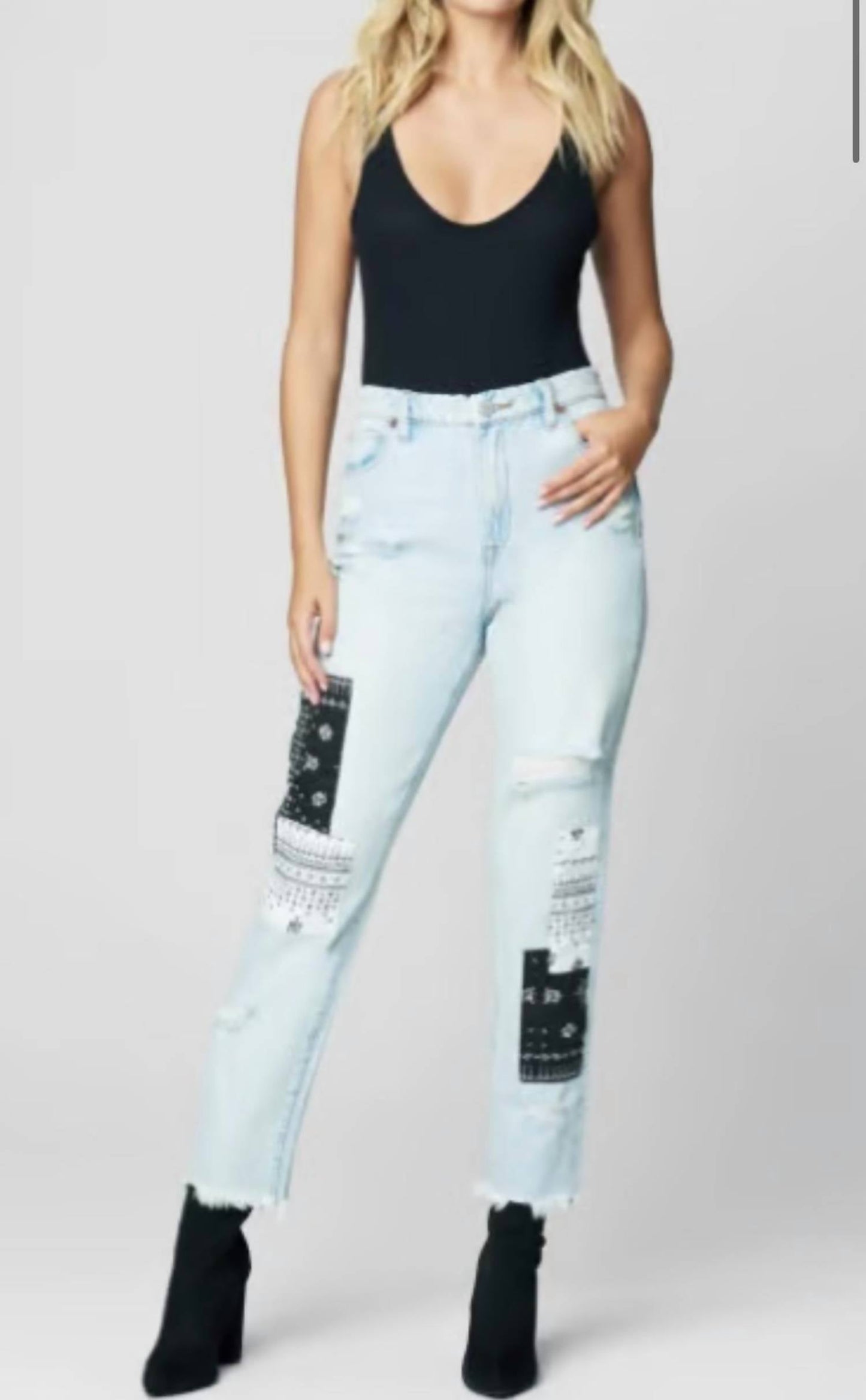 Blanknyc - The Madison Late Night Out High Rise Crop Patchwork Jeans