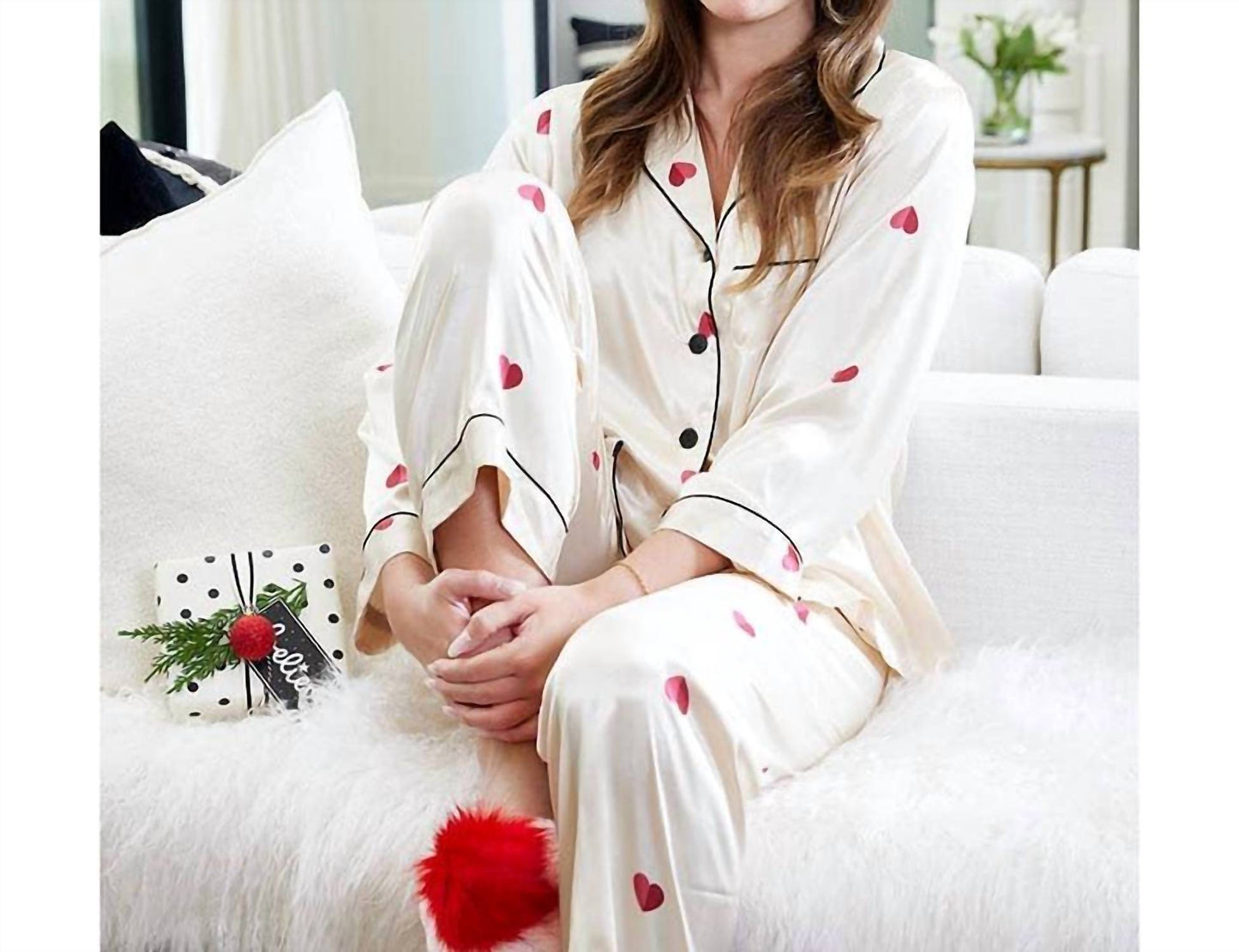 Bella Sleep + Spa - Women's Hearts Full Length Pajama Set