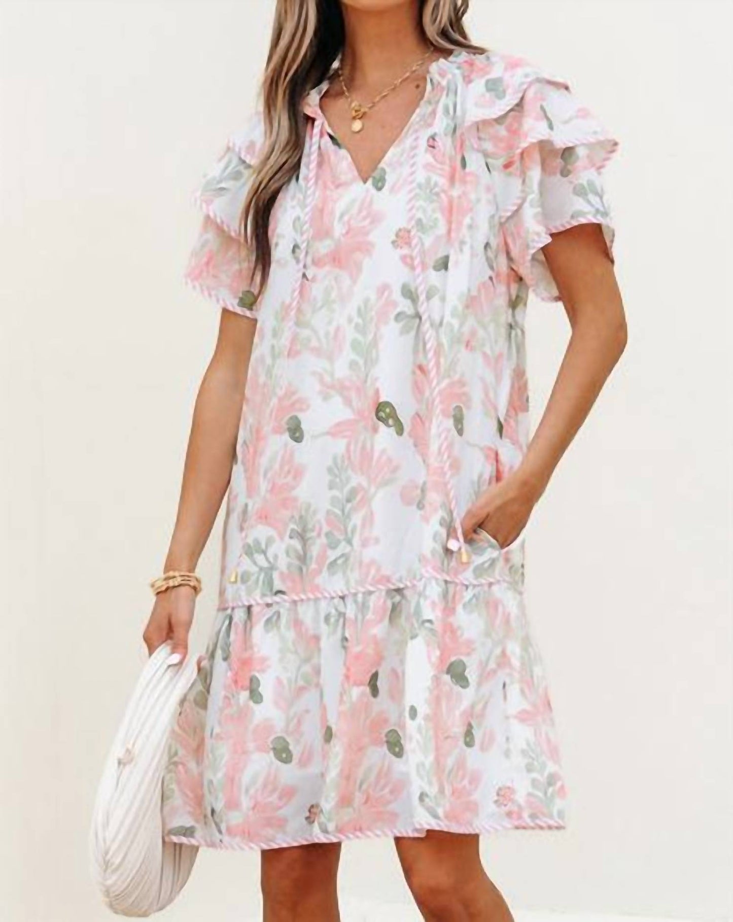 Pretty Bash - Swept Off My Feet Flutter Sleeve Floral Dress