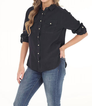 Paparazzi - Camisa de manga comprida com fecho frontal Tencel Slub Snap