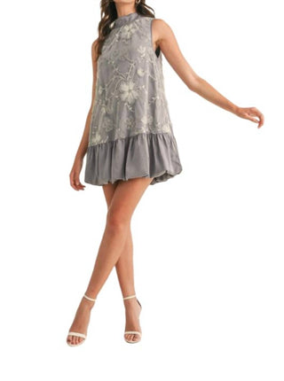 &amp;Merci - Vestido curto com bainha bolha e técnica mista enfeitada