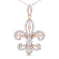 14K Yellow Gold 1.00 Cttw Round Diamond Fleur De Lis 18" Pendant Necklace (H-I Color, SI2-I1 Clarity)
