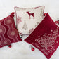 Red Velvet Holiday Pillow with Gold Embroidery