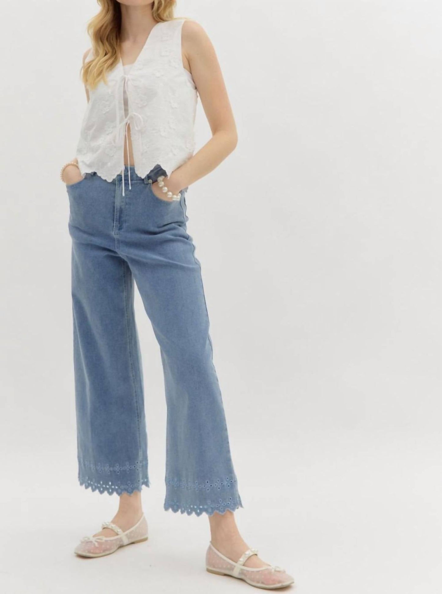Entro - High Waist Eyelet Pants