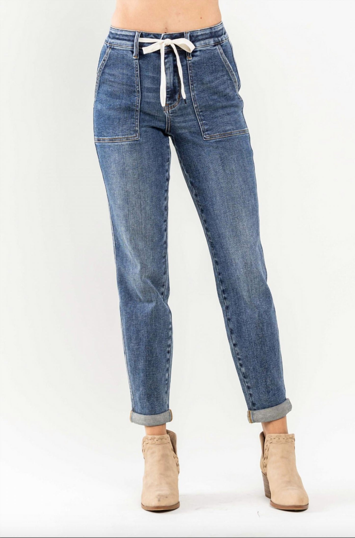 Judy Blue - High Waist Cuffed Denim Jogger
