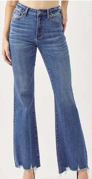 Risen - Calça Jeans Cintura Média com Bainha Crua
