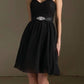 Morilee - Cocktail Lace Chiffon Dress With Satin Tie Sash