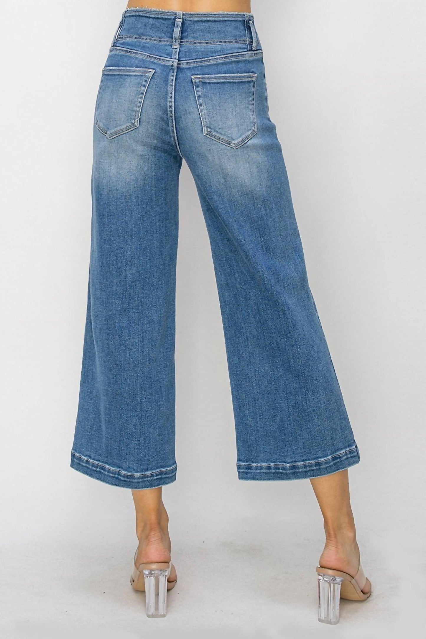 Risen - High Rise Front Seam Wide Jeans