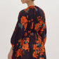 Entro - Fire And Ice Satin Floral Mini Dress