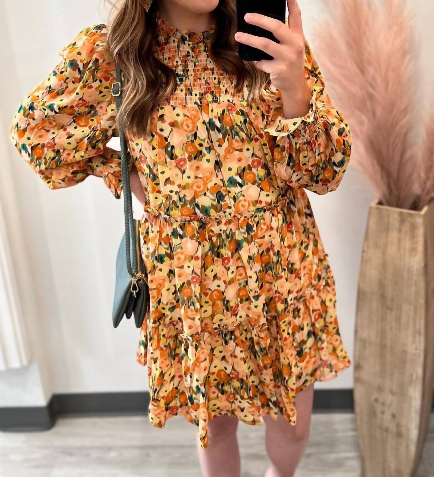 Entro - Floral Tiered Dress With Smocking