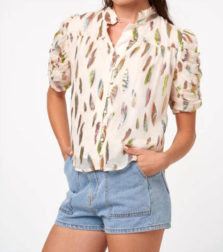 Ciebon - Lissa Shirred Sleeve Metallic Blouse