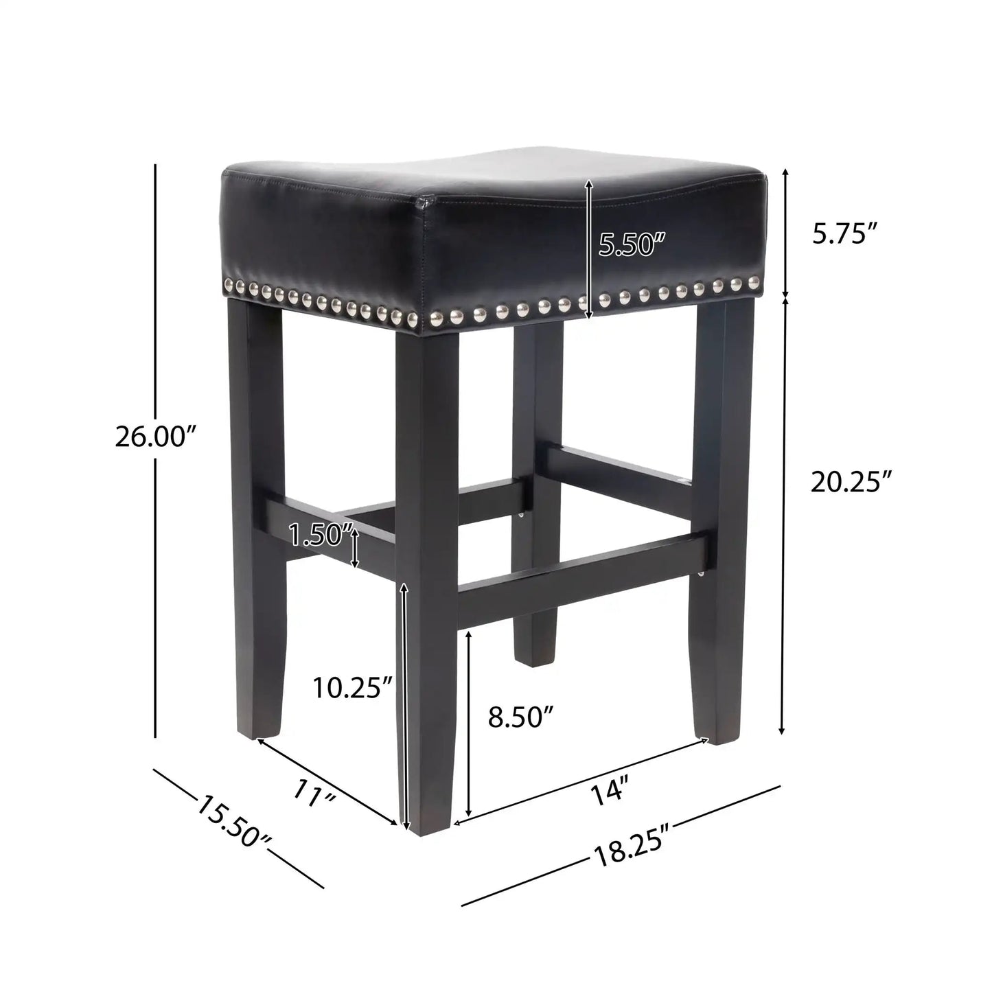 Soltique Backless Dining Counter Stool With Nailhead Trim (Set of 2)