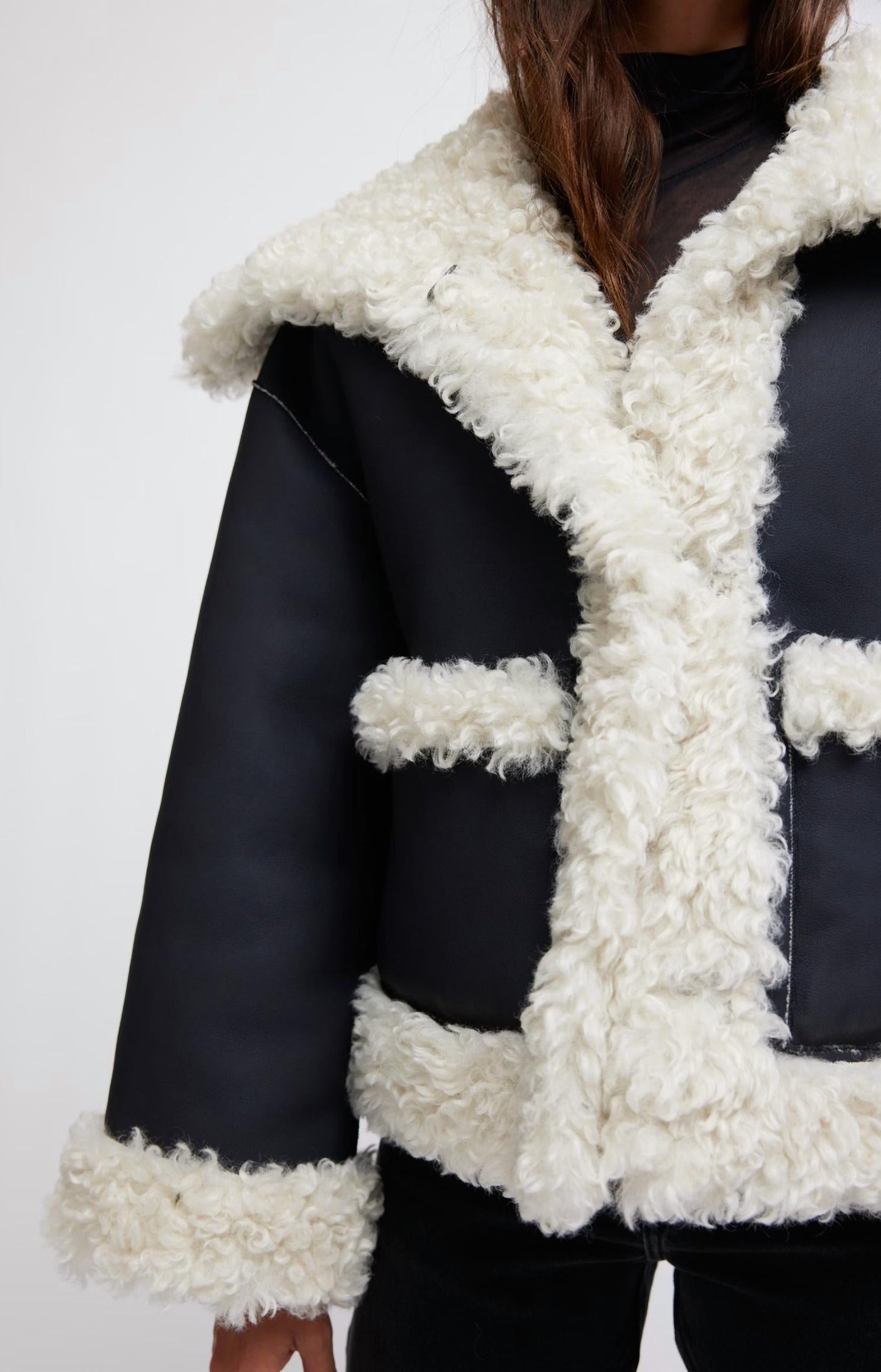Free People - Kiki Faux Leather Sherpa Jacket