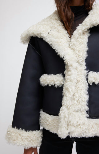 Free People - Kiki Faux Leather Sherpa Jacket