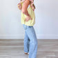 Easel - Chartreuse & Orchid Embroider Knit Top