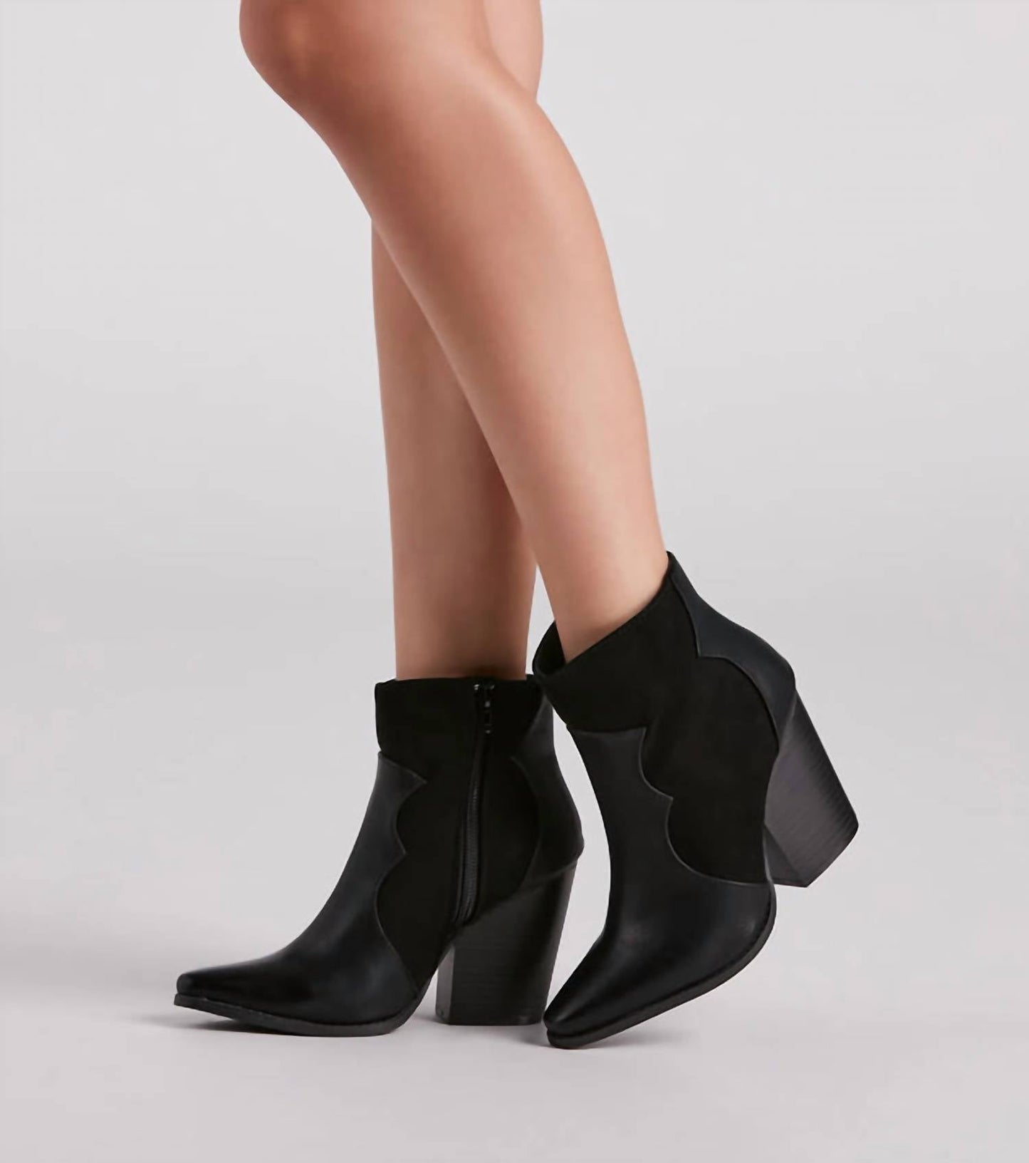 Qupid - Women's Western Chic Block Heel Booties
