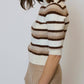 Central Park West - Ash Striped Half Sleeve Crew Sweater