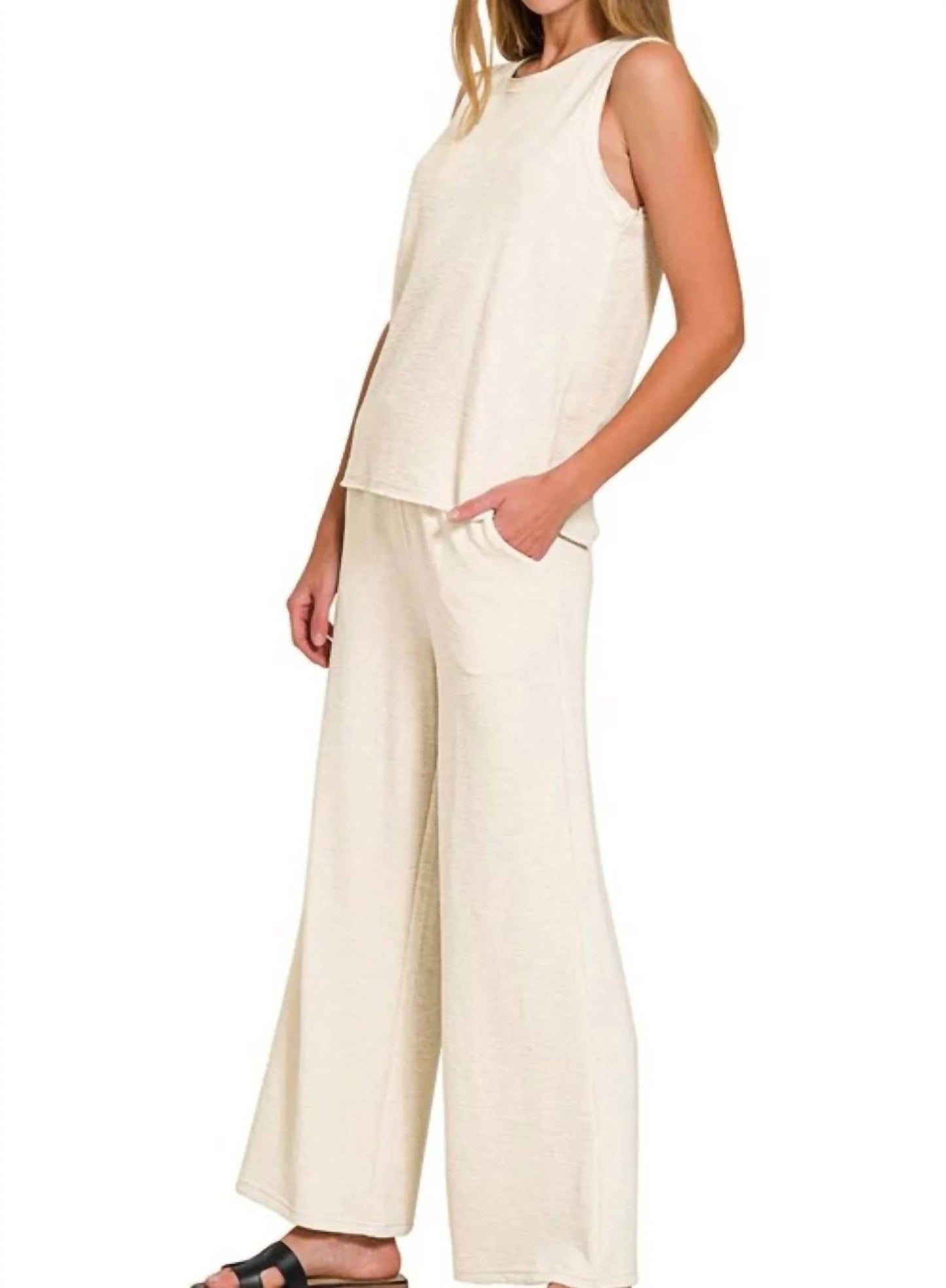 Zenana - Cotton Slub Tank & Pants Set