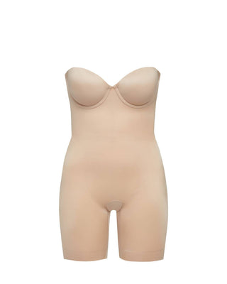 Spanx - Body sem alças com bojo e comprimento até o meio da coxa