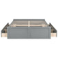 Queen Size Platform Bed Frame With 6 Drawers - Gray