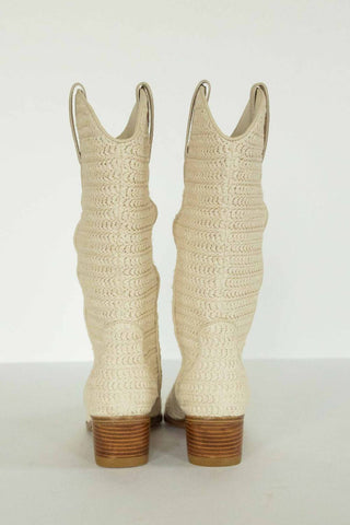 Mia Shoes - Botas Jenah de couro de ráfia femininas